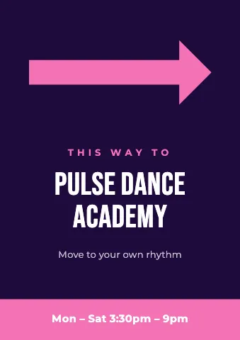 Dance studio this way sign template