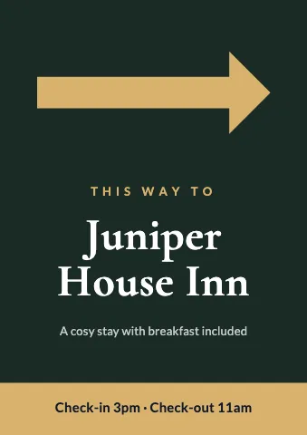 Hotel & B&B this way sign template
