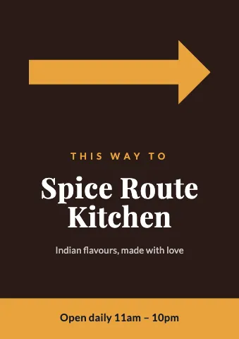 Indian restaurant this way sign template