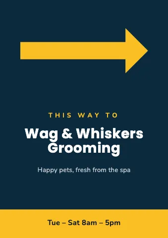 Pet grooming this way sign template