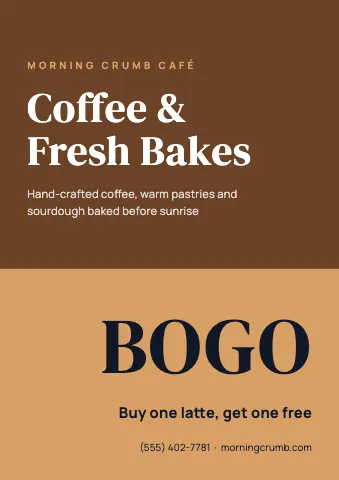 Café & bakery diagonal offer sign template