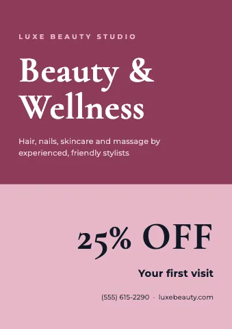 Salon & spa diagonal offer sign template
