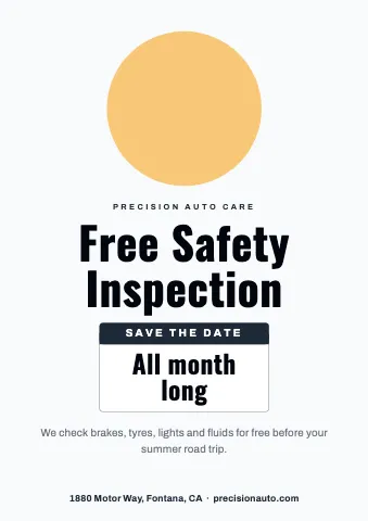 Auto repair event date sign template