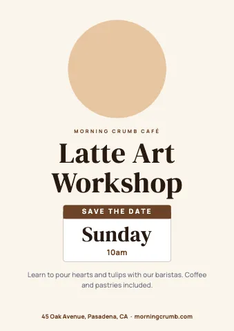 Café & bakery event date sign template