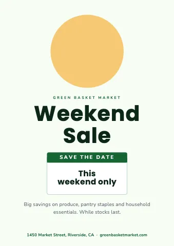 Grocery & market event date sign template