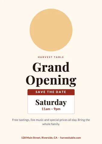 Restaurant event date sign template