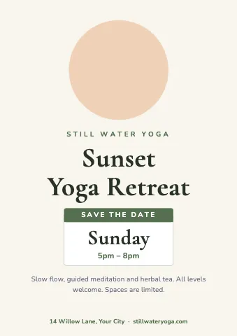 Yoga studio event date sign template