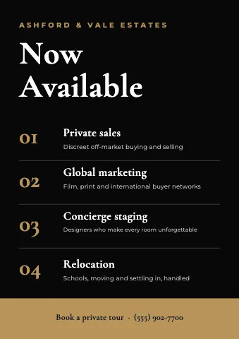 Luxury homes numbered services sign template
