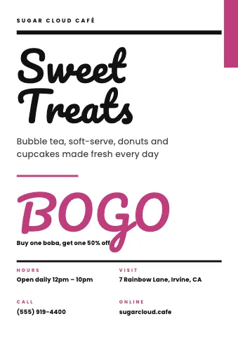 Desserts & boba swiss type sign template