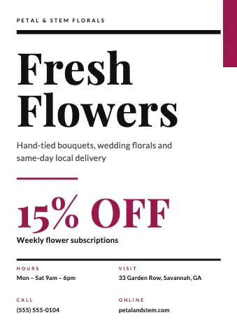 Florist swiss type sign template