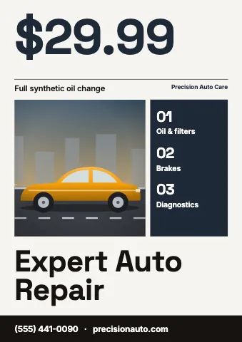 Auto repair grid poster · swiss sign template