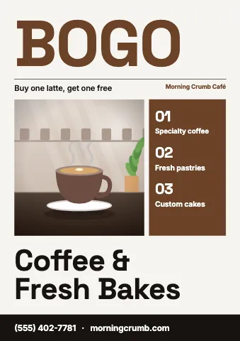 Café & bakery grid poster · swiss sign template