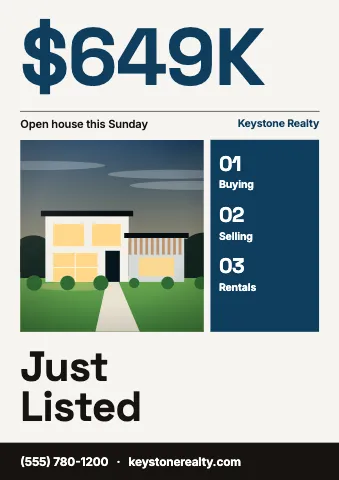 Real estate grid poster · swiss sign template