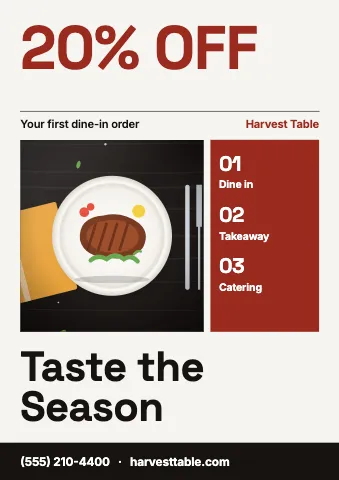 Restaurant grid poster · swiss sign template