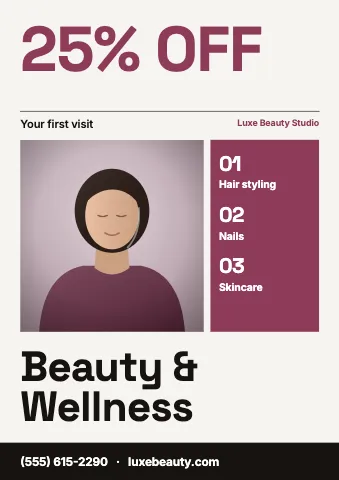Salon & spa grid poster · swiss sign template