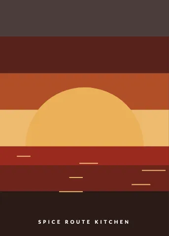 Indian restaurant sunset scene puzzle template