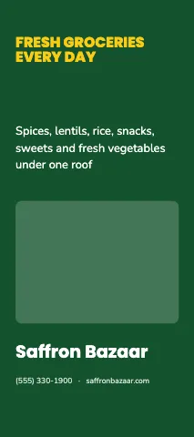 Indian grocery bold rack card template