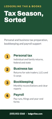 Accounting & tax numbered rack card template