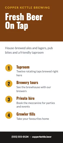 Brewery & bar numbered rack card template
