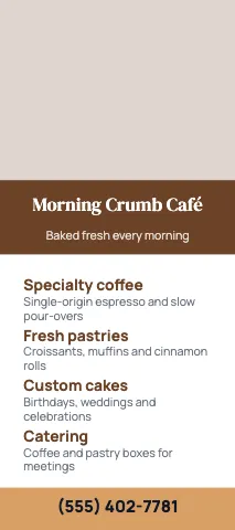 Café & bakery services rack card template