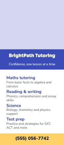Tutoring services rack card template