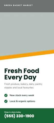 Grocery & market diagonal band rack card template