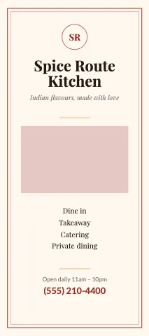 Indian restaurant framed classic rack card template