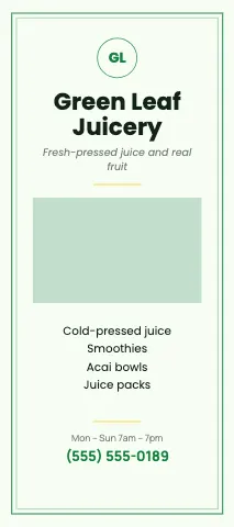 Juice & smoothie bar framed classic rack card template