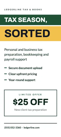 Accounting & tax big type rack card template