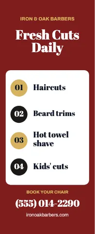 Barbershop service list event display template