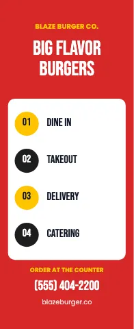Burger joint service list event display template
