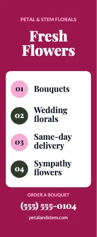 Florist service list event display template