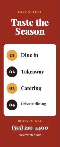 Restaurant service list event display template