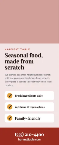 Restaurant story & checks event display template