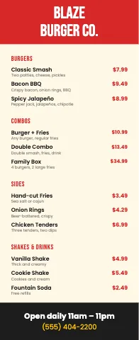Burger joint menu stand event display template