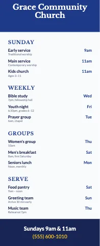 Church & community menu stand event display template