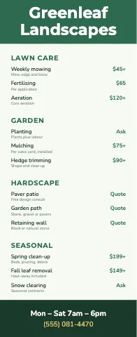 Landscaping menu stand event display template