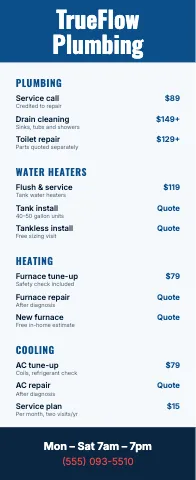 Plumbing & HVAC menu stand event display template