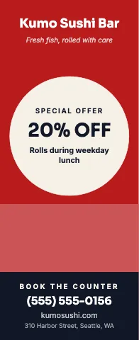 Sushi bar offer circle event display template