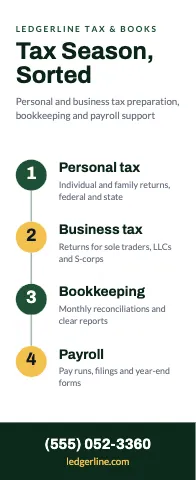 Accounting & tax timeline event display template