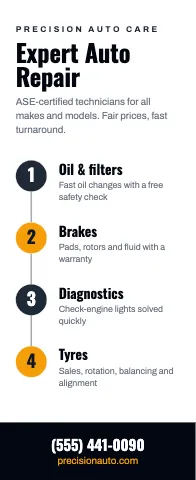 Auto repair timeline event display template