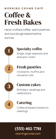 Café & bakery timeline event display template