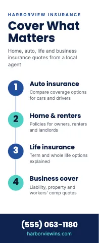 Insurance agency timeline event display template