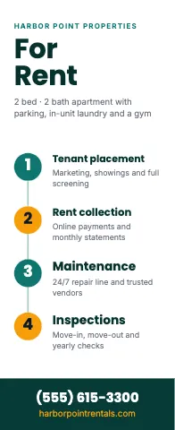 Property management timeline event display template