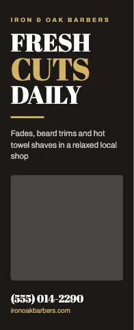 Barbershop stacked words event display template