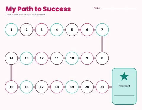 Elementary English progress path reward chart template