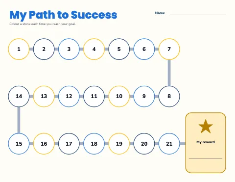 Elementary school progress path reward chart template