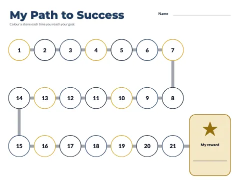 High school progress path reward chart template