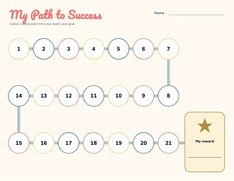 Preschool & Kindergarten progress path reward chart template