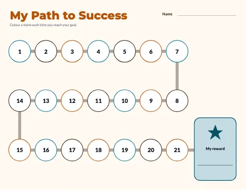 Social studies progress path reward chart template